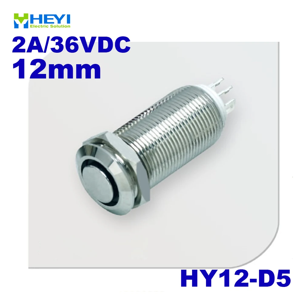 Кольцевой llluminated плоская головка металлическая кнопка переключатель HY12-D5 1NO