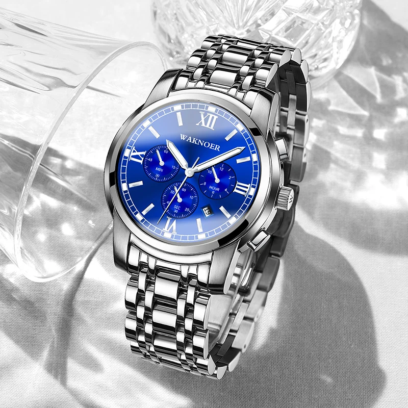 Relojes Hombre часы мужские роскошные Брендовые спортивные часы с хронографом водонепроницаемые полностью стальные часы мужские часы Relogio Masculino