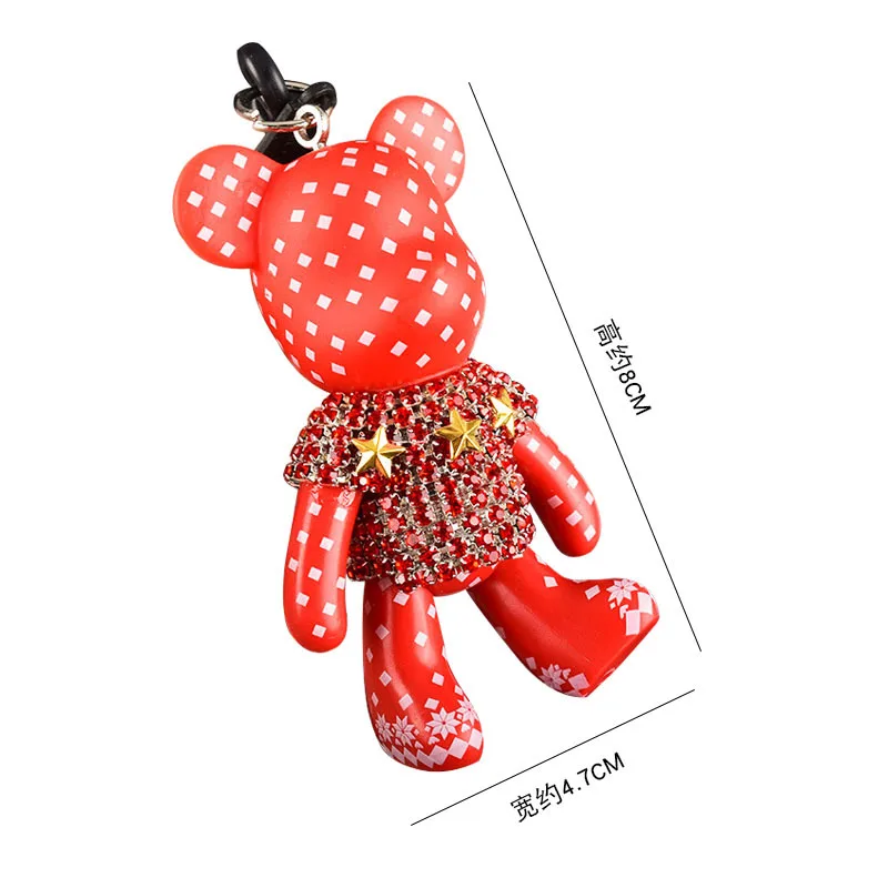 South Korea Creative Man-made Diamond Set Bear Car Key Ring Handbag Pendant Cute Clip Doll Machine Small Gifts Wholesale