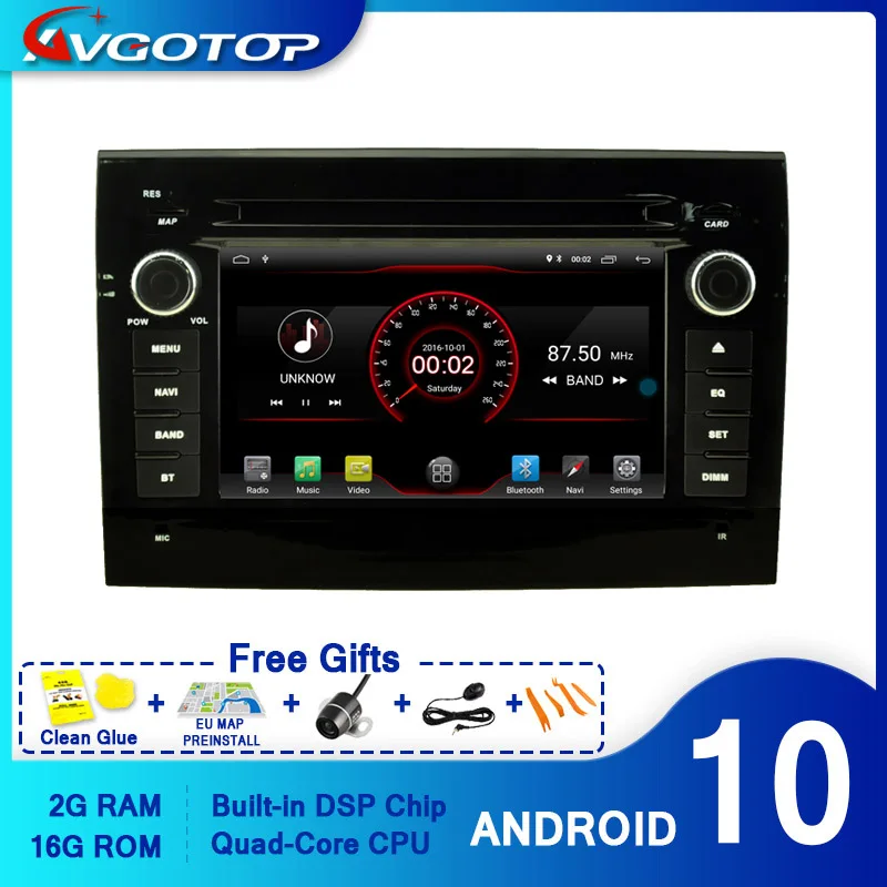Автомагнитола AVGOTOP на Android 10 DVD-плеер с GPS для FIAT DUCATO 2006-2011 мультимедийный
