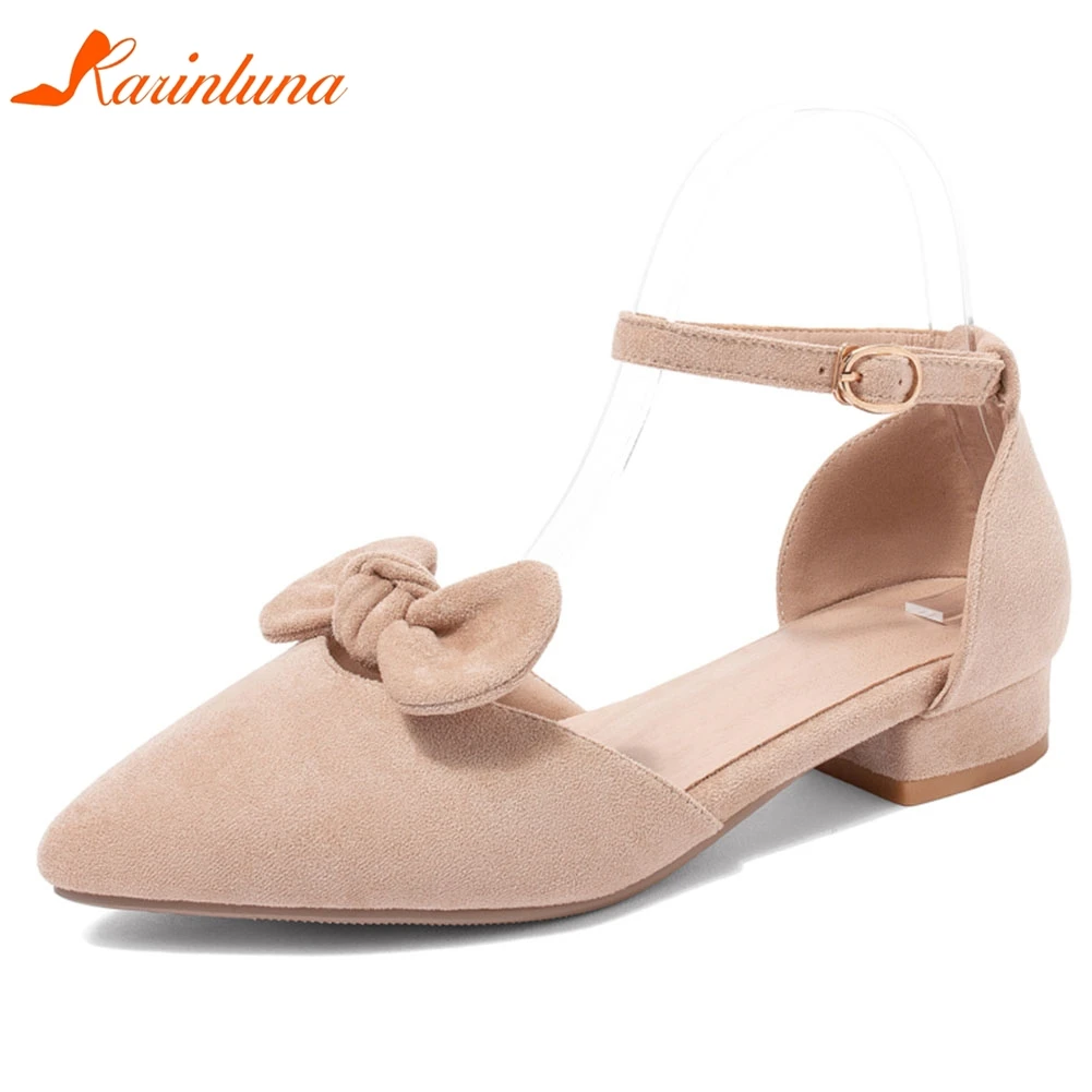 

Karinluna New Arrivals 2020 Square Heels Casual Shoes Woman Sandals Female Dropship Bowtie Buckle Strap Concise Sandals Women