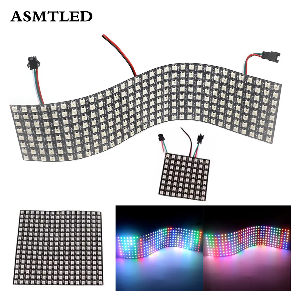 

5V WS2812B 8X8 16X16 8x32 Digital Flexible Pixel Led Module Panel 8*32 Screen Matrix Neopixel WS2812 IC Individually Addressable