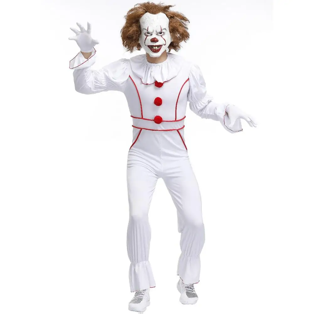 

2019 Halloween Stephen King's It Chapter Two Pennywise Clown Cosplay Costume Jumpsuit Men Halloween Party Costume Suit