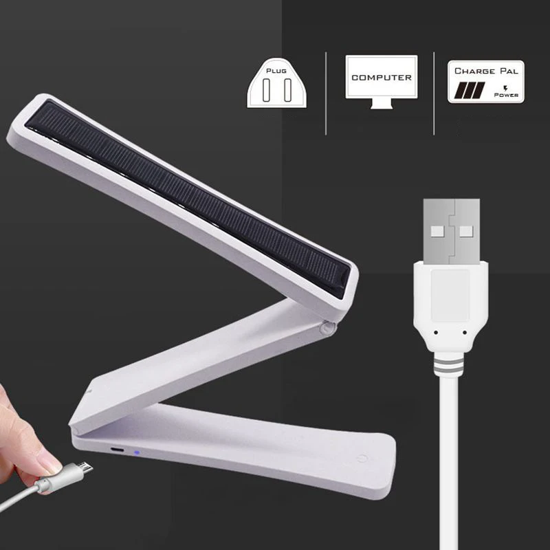 USB перезаряжаемая светодиодный настольная лампа на солнечной батарее портативная с сенсорной регулировкой яркости светодиода настольная лампа Защита глаз складной долгий срок службы светильник для чтения