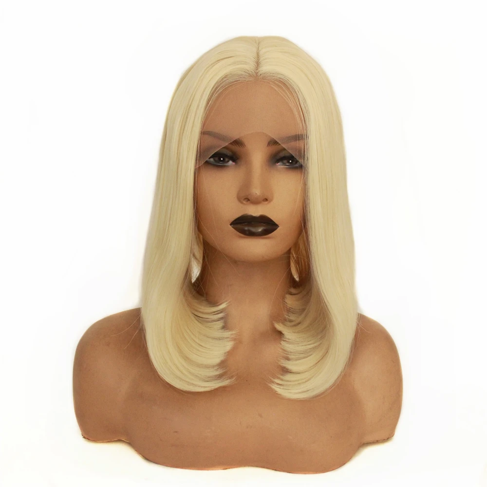 New Cosplay Synthetic Wig Natural Straight Bob Lace Front Wig Short Pink Synthetic Hair Women's Heat Resistant Natural Hairline