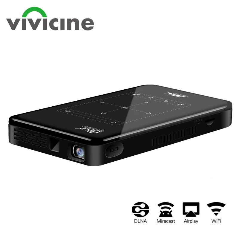 Big Promo PL4es Vivicine prend en charge le Mini projecteur 4 K, batterie 4000 mAh, prend en charge le projecteur vidéo de projecteur Mobile portable Miracast Airplay