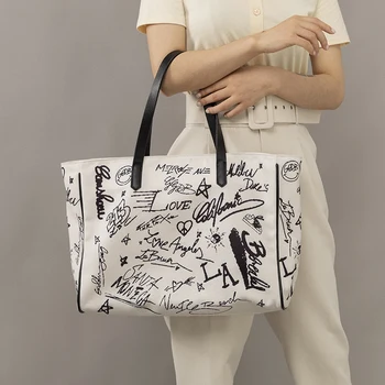 

Graffiti Canvas Bag 2020 New Fashion Casual Large Capacity Short Travel Portable Shoulder-bag Shopping-Bag Tote Casual A237