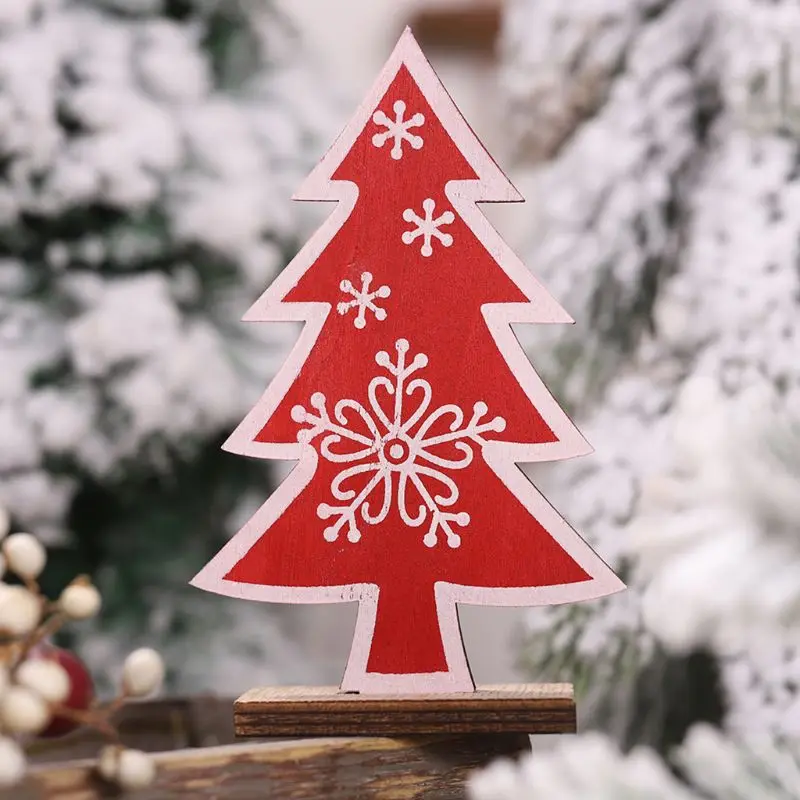 

Wooden Christmas Tree Snowflake Ornament Desktop Table Decoration Merry Xmas Creative Drops