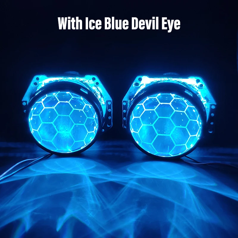 Для Hella 3R G5 5 фары линзы Honeycomb HID проектор D1 D2 D3 D4 Bi-xenon 3,0 травление линзы тюнинг аксессуары футбольный стиль - Цвет: With Ice Blue