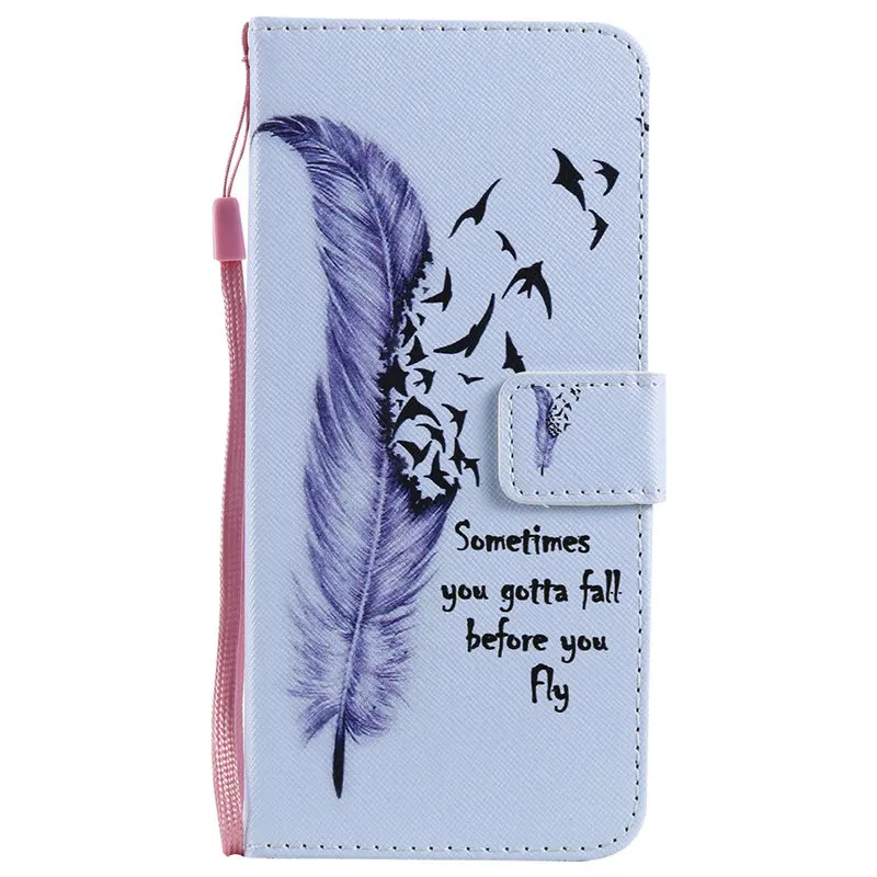 Feather Чехол для Apple iphone 7, 8, 6s Plus, 5S, SE, XR, XS, X 11 Pro, Max, ipod touch 6, 5, кошелек, слот для карт, чехол D06F - Цвет: Feather