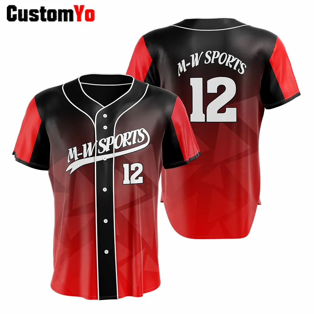 Бейсбольная Майка без рисунка на заказ, дышащие футболки с сублимационной печатью Camiseta Beisbol hombre, бейсбольные рубашки - Цвет: Dark Red