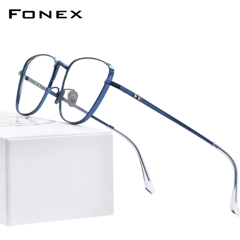 

FONEX Pure Titanium Glasses Frame Men 2020 Ultralight Myopia Optical Prescription Eyeglasses Frames Women Cat Eye Eyewear 8532