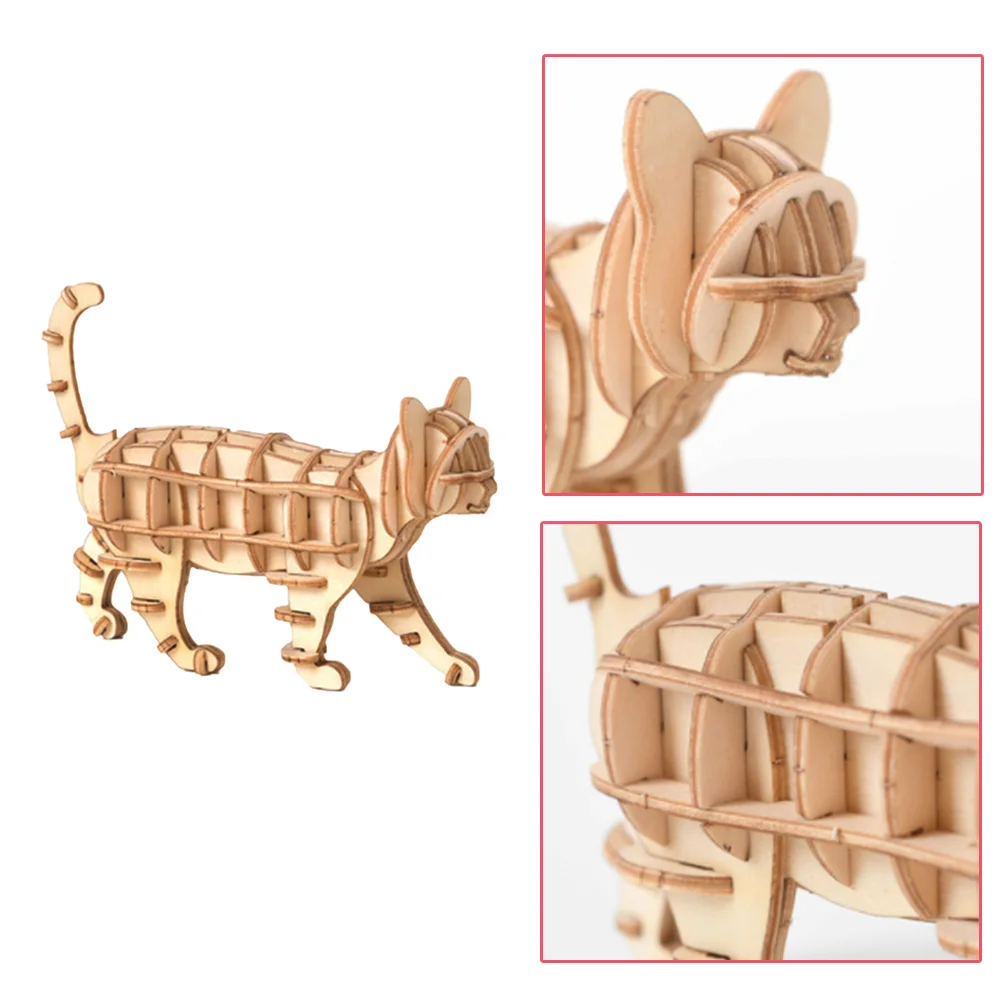 3D деревянная игрушка-головоломка, сборная модель, лазерная резка, сделай сам, животные, игрушки для кошек, деревянные наборы для рукоделия, украшение стола для детей, малыш#20