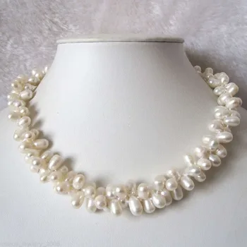 

18"7-8 mm 2 Row White Baroque Freshwater Pearl Necklace