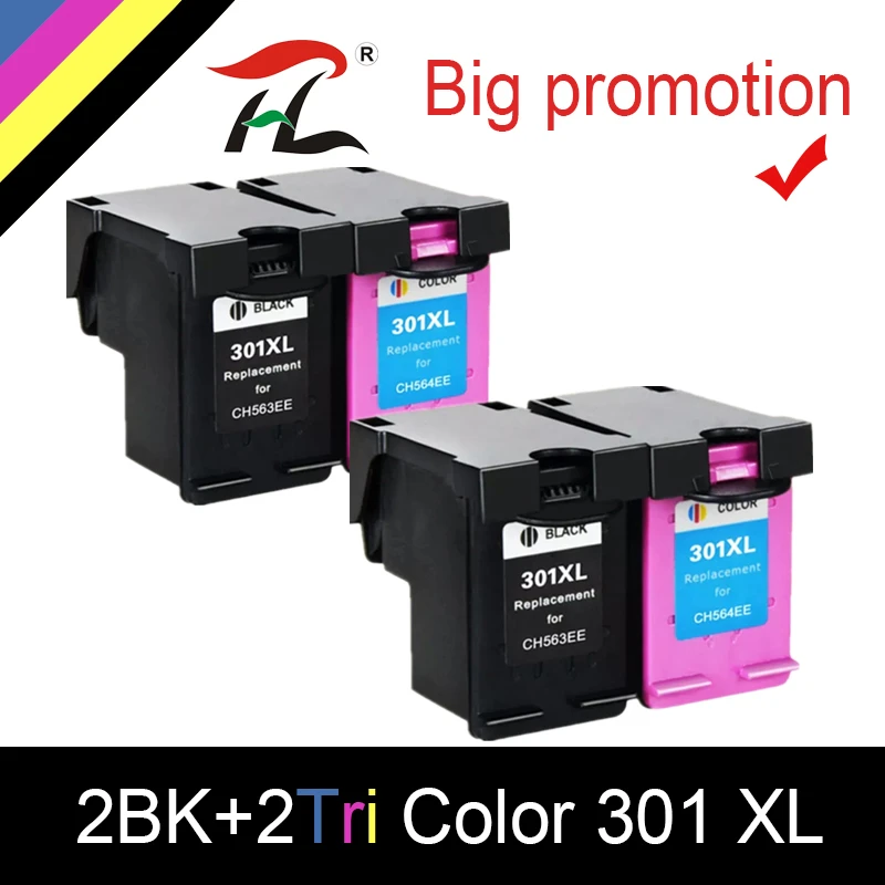 HTL 4pk Замена для hp 301 hp 301XL DeskJet 1000 1050 1510 2000 2050 2050S 2510 2540 3050a 3054 принтер