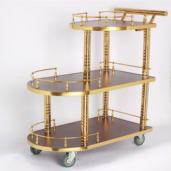 

Hotel Titanium Wine Water Cart European Three-tier Dining Car Trolley Luxury Dessert Cart Tea Car Cake Car