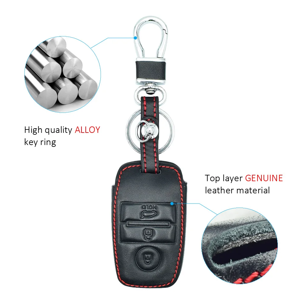 Кожаный чехол для автомобильного ключа Kia Rio Sportage 2016 Ceed Sorento Cerato K2 K3 K4 K5 Smart Remote Fob