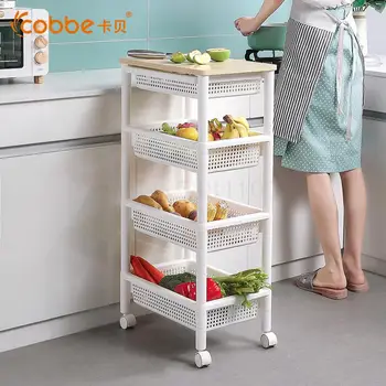 

Kitchen racks floor multi-layer household removable trolley storage baskets put fruit and vegetable basket shelf 4 layers