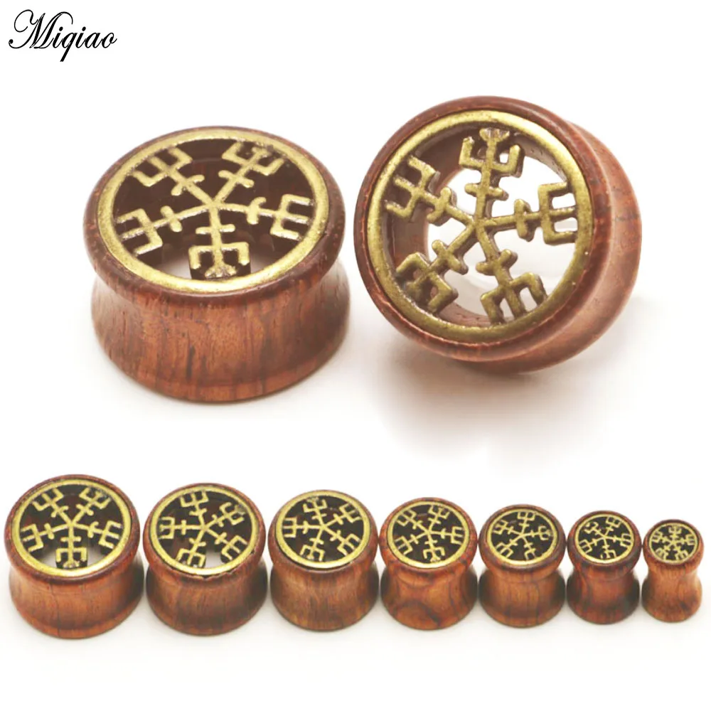 

Miqiao 2PCS Hot Selling Hollow Wood Snowflake Double-sided Horn Ear Expander Piercing Jewelry 8mm-20mm