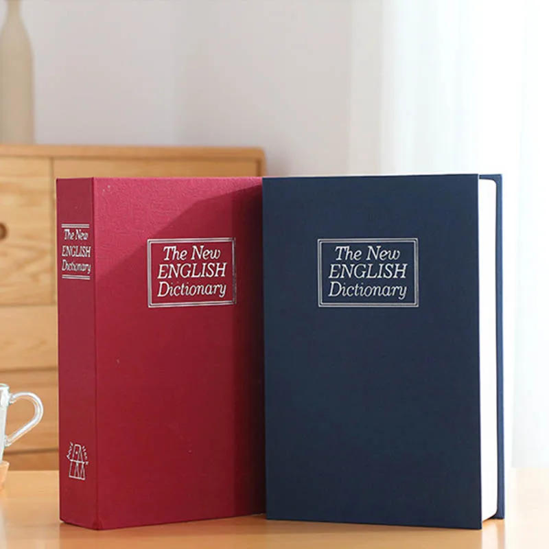 Mini libro de simulación en inglés, caja de seguridad para libros, seguridad secreta, seguro, dinero, moneda, caja de almacenamiento de joyas con llave