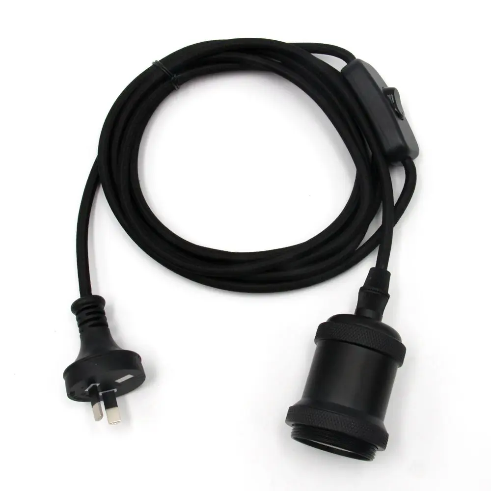 AC 240V Australia Plug Fabric Cords with Switch Vintage E27 Fittings Bulb Lamp Holder For Hanging Wall Bracket Lights