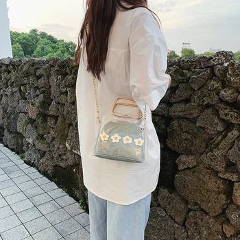 

Clear Flowers Shoulder Bags for Women 2019 New Tote Ladies Purses Female Luxury Handbags Small Fashion Jelly Messenger Bag