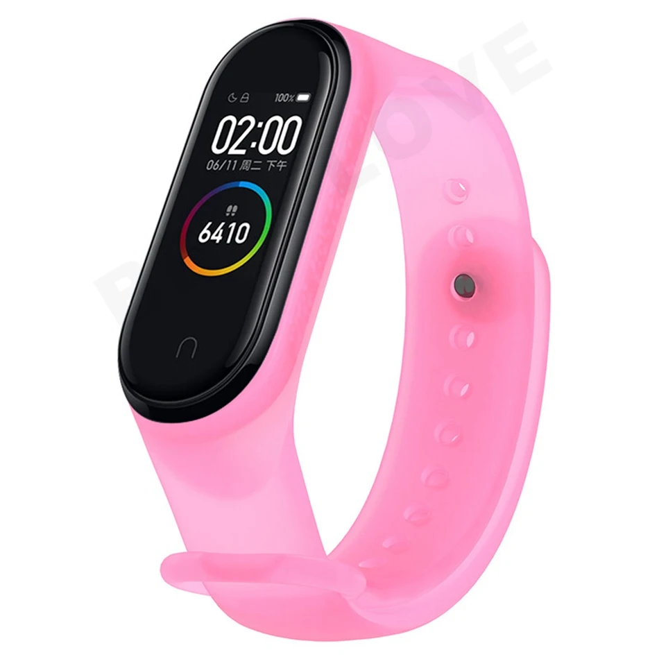 Для Xiaomi mi Band 4 спортивные часы на ремешке силиконовый браслет для mi Band 3/4 браслет Smart mi band 4 NFC ремешок Карлос Корреа аксессуары - Цвет: Clear Pink