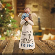Amizade anjo estátua mão pintado memorável bênção esculpida celebrando amizade estatueta para desktop ornamento collectio