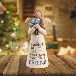 Friendship Angel Statue Hand Painted Memorable Blessing Sculpted Celebrating Friendship Figurine For Desktop Ornament Collectio