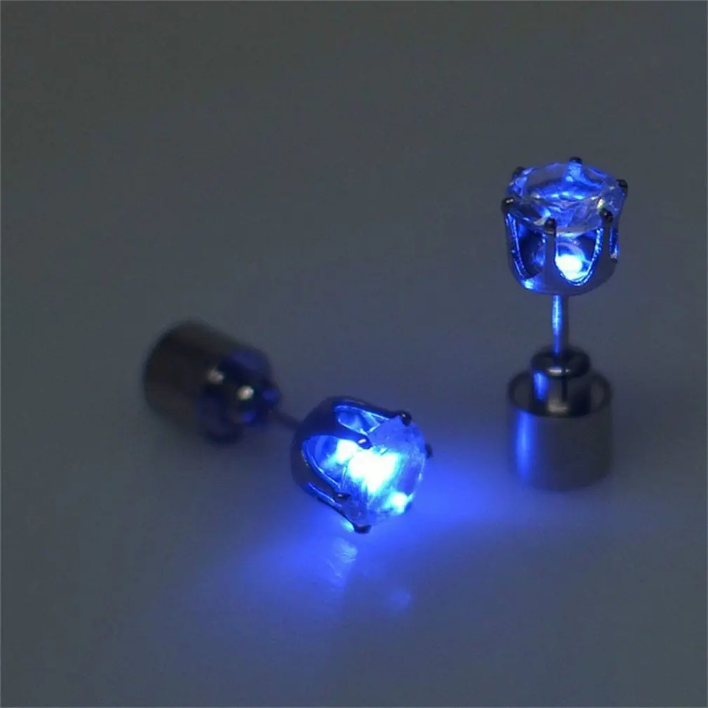 Fashion Dance Party Accessories Light Up LED Bling Ear Studs Earring LED lamp luminous Stud Earrings