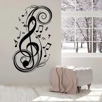 

Art Vinyl Wall Decal Classroom Clef Sign Melodious Notes Music School Wall Stickers Decor Living Room Nordic Decoration 3221
