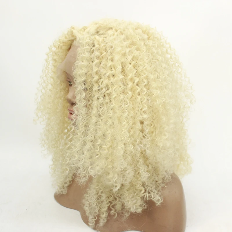 Жаростойкий дешевый парик афро кудрявый парик фронта шнурка высокой плотности бесклеевой синтетический парик для женщин
