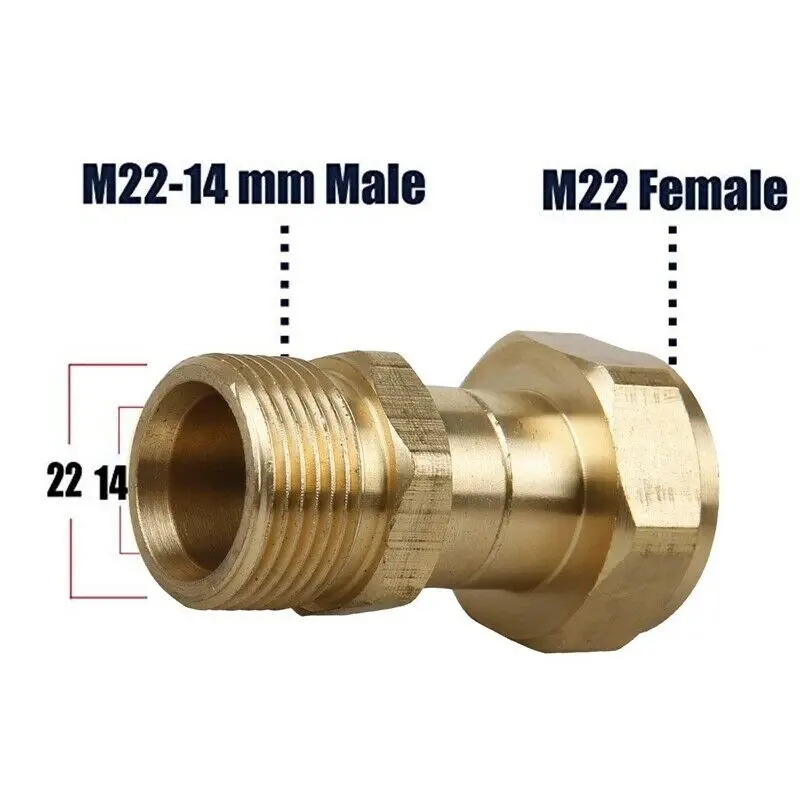 Brass High Pressure Washer Swivel Joint Connector Hose Fitting M22 14mm Thread 360 Degree Rotation Hose Sprayer Connector