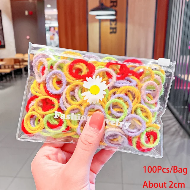 50/100/200 Pcs/Bag Children Cute Candy Cartoon Solid Elastic Hair Bands Girls Lovely Srunchies Rubber Bands Kid Hair Accessories Mix-3-100 Pcs