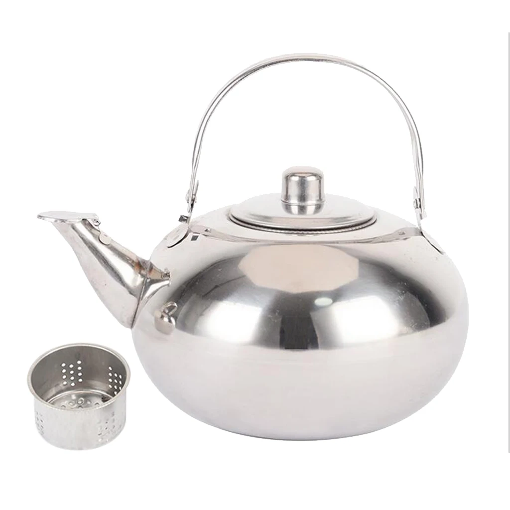 Stainless Steel Tea Pot with Removeable Infuser Non Drip Spout Teapot Silver