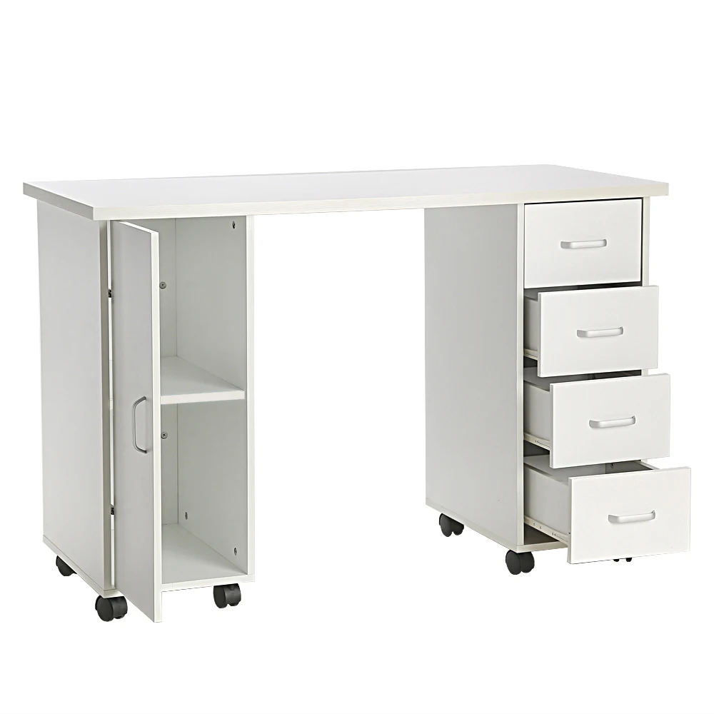 

Nail Table Manicure Table Double Edged Manicure Nail Table with Drawer White (120 x 54 x 81)cm