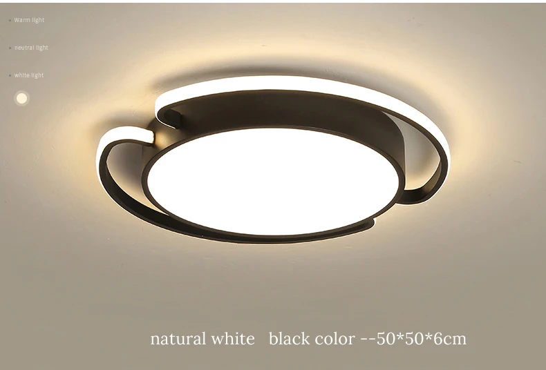 Современный Круглый/квадратный потолочный светильник, светодиодный светильник для гостиной, спальни, кабинета, белого и черного цвета, потолочный светильник