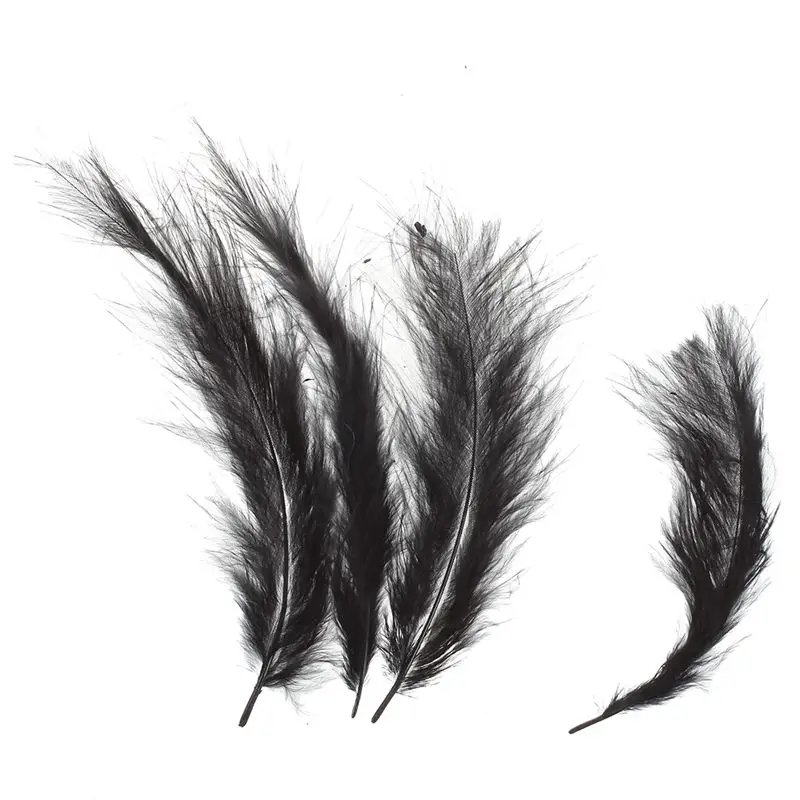 

200 x Fire chicken feather Pointed tail velvet feathers 10-15cm black