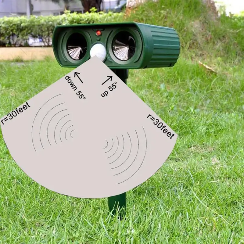 

Garden Ultrasonic Animal Chaser Repeller Repellent Cat Dog Fox Mouse Deterrent Solar Powered Scarer Repellent For Outdoor Use