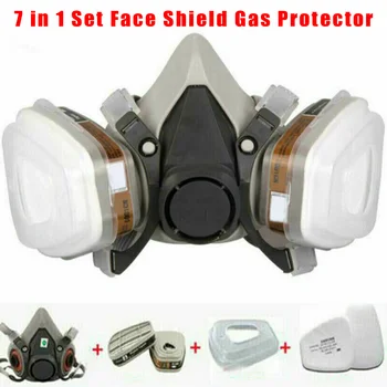 

7-in-1 Half Face Shield Gas Protector W/ Filter For 6200 Painting Cover Particulate Filter Container Face Protector Cover