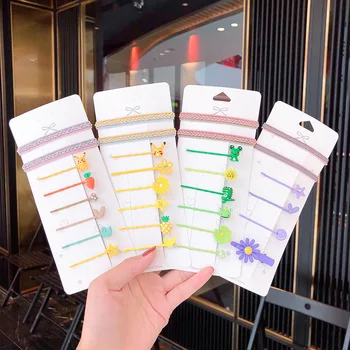 

1Set=5pcs/6pcs/8pcs Girls Ins Super Cute Summer Freshness Small Daisy Hair Clip Avocado Hair Rope Hairpin Hair Accessories
