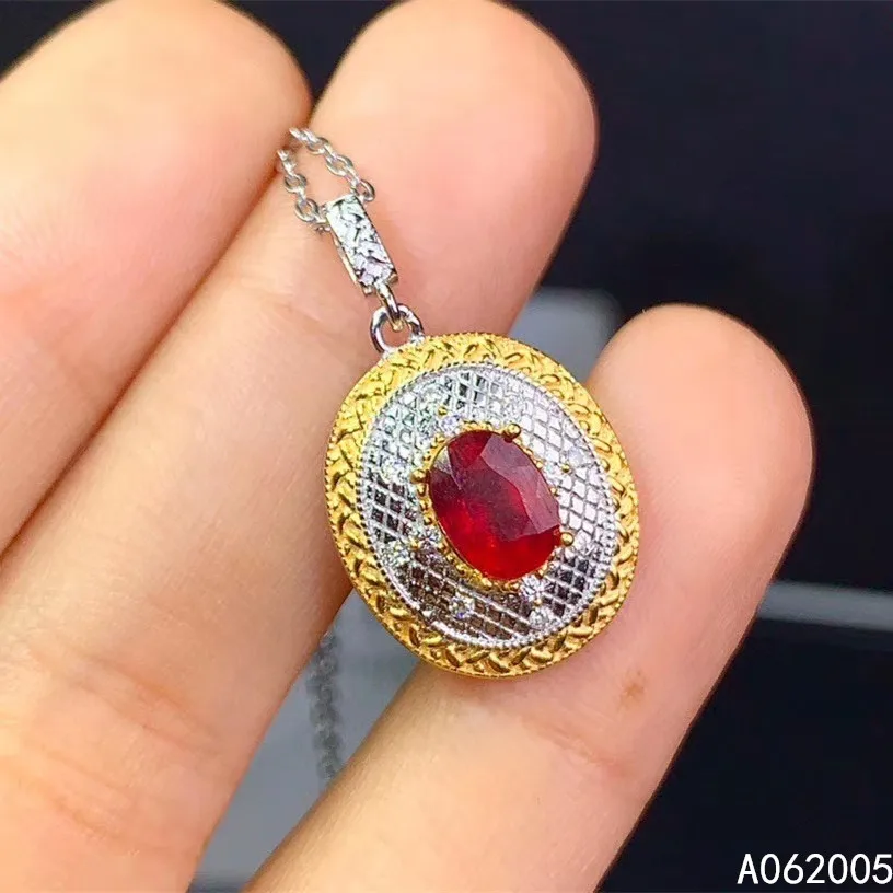 

KJJEAXCMY Fine Jewelry 925 Sterling Silver Inlaid Natural Ruby Female New Pendant Necklace Classic Support Test Hot Selling