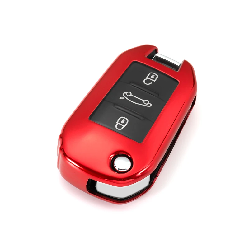 New Soft TPU 3 Button All inclusive Car Key Case Cover For Peugeot 107 308sw 407 208 508 408 Accessories Protection Shell - Название цвета: A-red