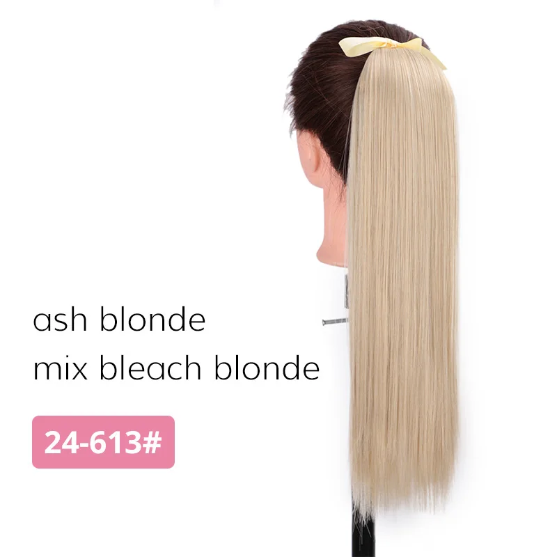 AISI BEAUTY, длинные, шелковистые, прямые, синтетические, на застежке, шнурок, конский хвост, шиньоны для женщин, накладные волосы, блонд - Color: 24-613