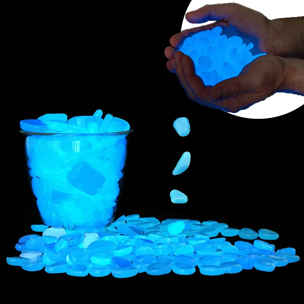 50 100pcs/lot Luminous Pebbles Rocks Glow In The Dark Gardening Ornaments Stone For Walkways Garden Path Patio Lawn Yard Decor