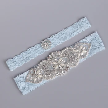 

2 Pcs/set Portable Gift Leg Thigh Rhinestones Elastic Prom Accessories Lace Garters Floral Bridal Daily Wedding Party
