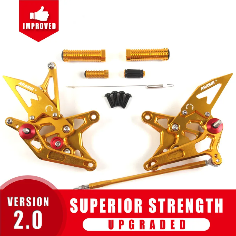 Gold ARASHI мотор Rearset для KAWASAKI NINJA ZX6R 2009 2010 2011 2012 2013 регулируемая подножка для ног Peg задний Набор ZX-6R ZX636 - Цвет: Gold