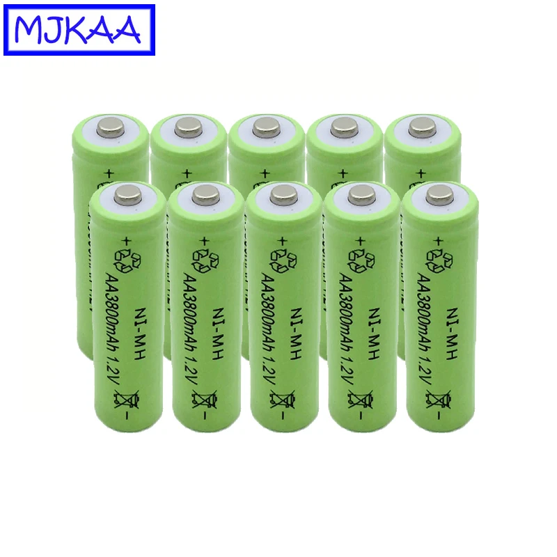 MJKAA 10 шт AA 1,2 V Ni-MH 3800mAh аккумуляторная батарея+ 10 шт AAA 1,2 v NiMH 1800mAh перезаряжаемые батареи