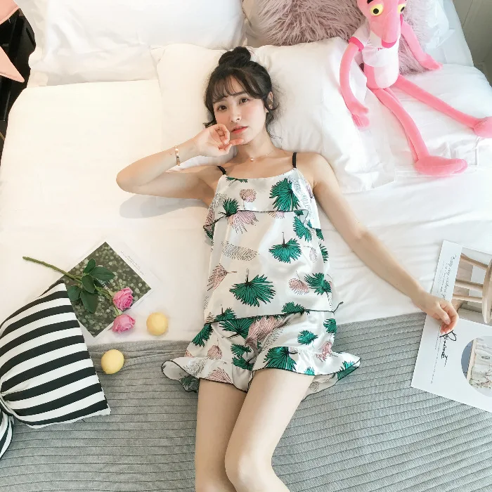 

[Temperature Attitude Warm] Summer New Style Korean-style Camisole Model Silk Plant Set M-XXL (with Chest Pad)