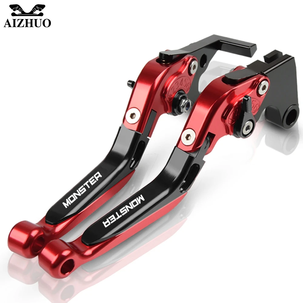 Для поездок на мотоцикле Ducati Monster 696 695 796 400 620 797 M600 M900 M620 мотоцикла с ЧПУ Регулируемая Складная Выдвижная сцепные рычаги - Цвет: gray red gray